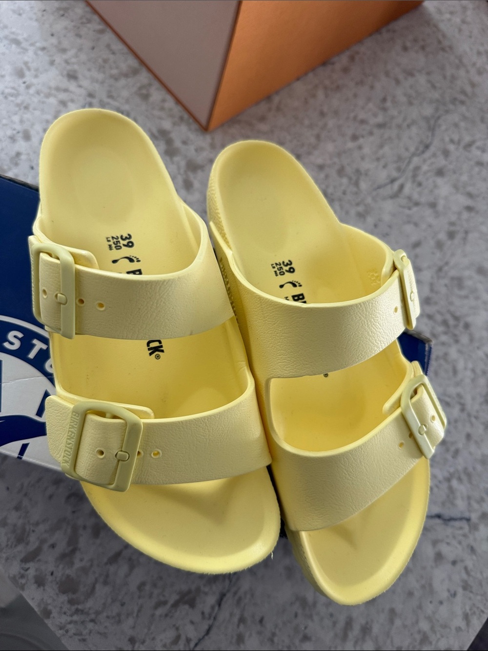 Birkenstock Pale Yellow Two-Strap EVA Sandals
